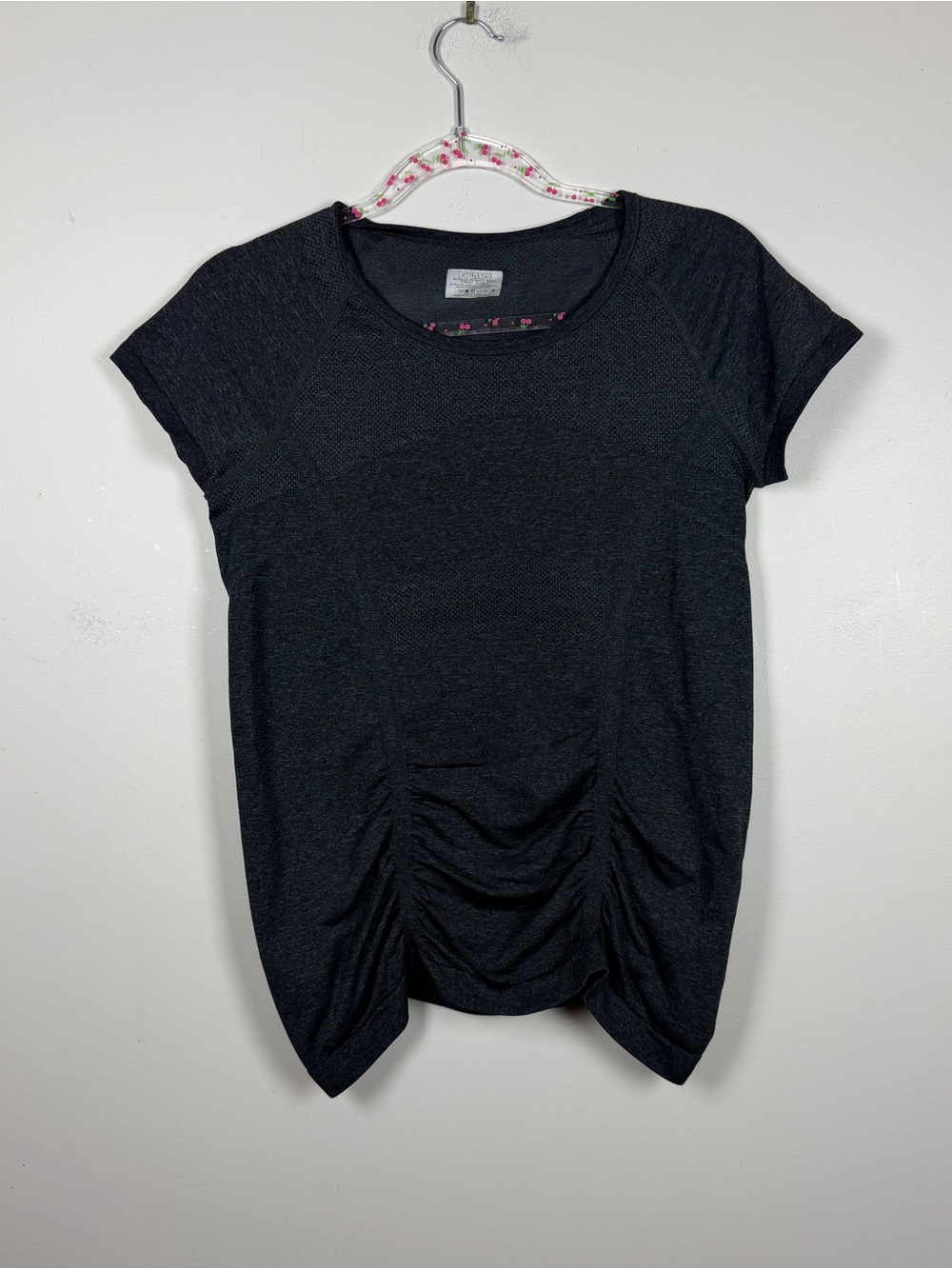 Athleta Speedlight Seamless Tee Shirt Top Gym Running Heathered Black Medium